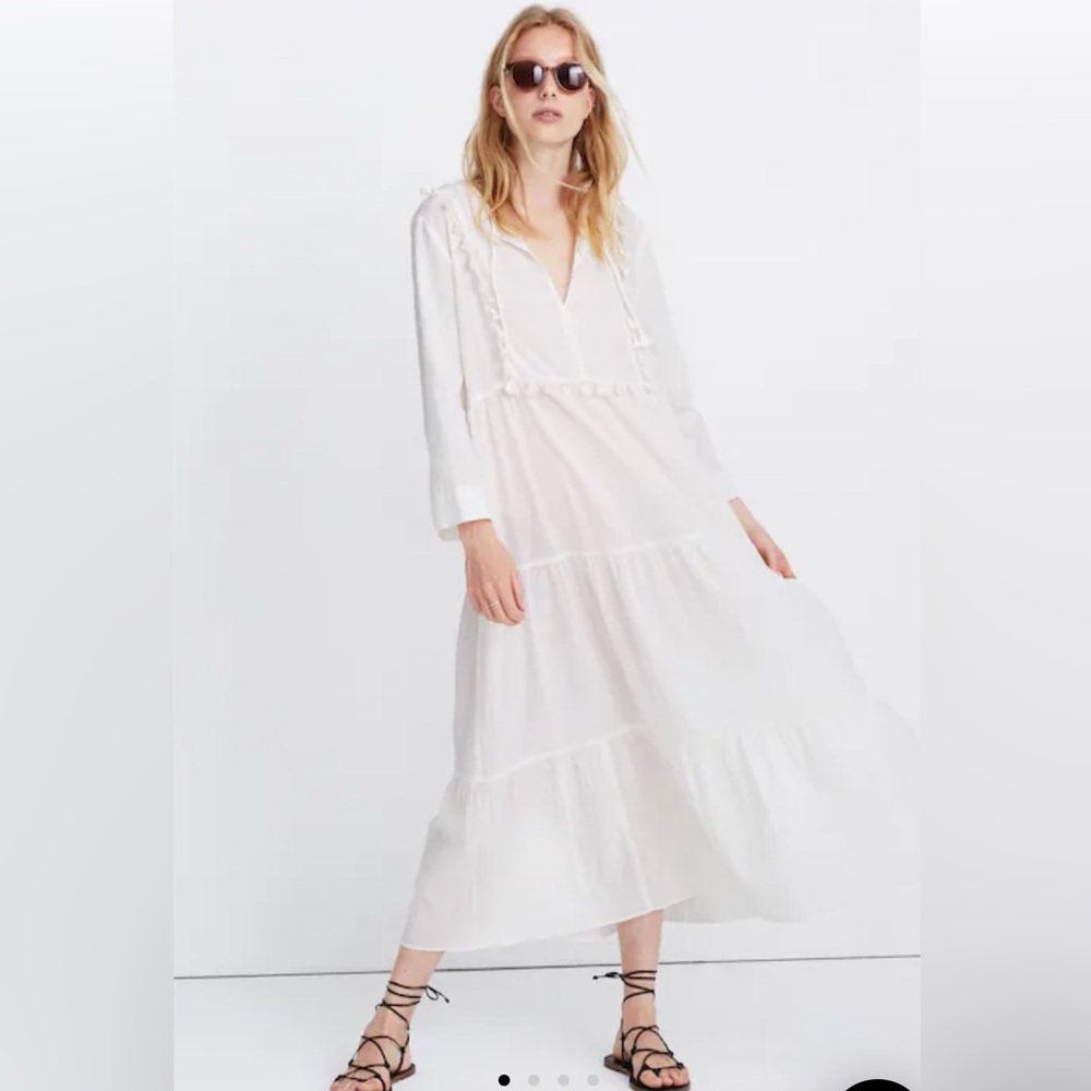 Madewell White V-Neck Long Coverup